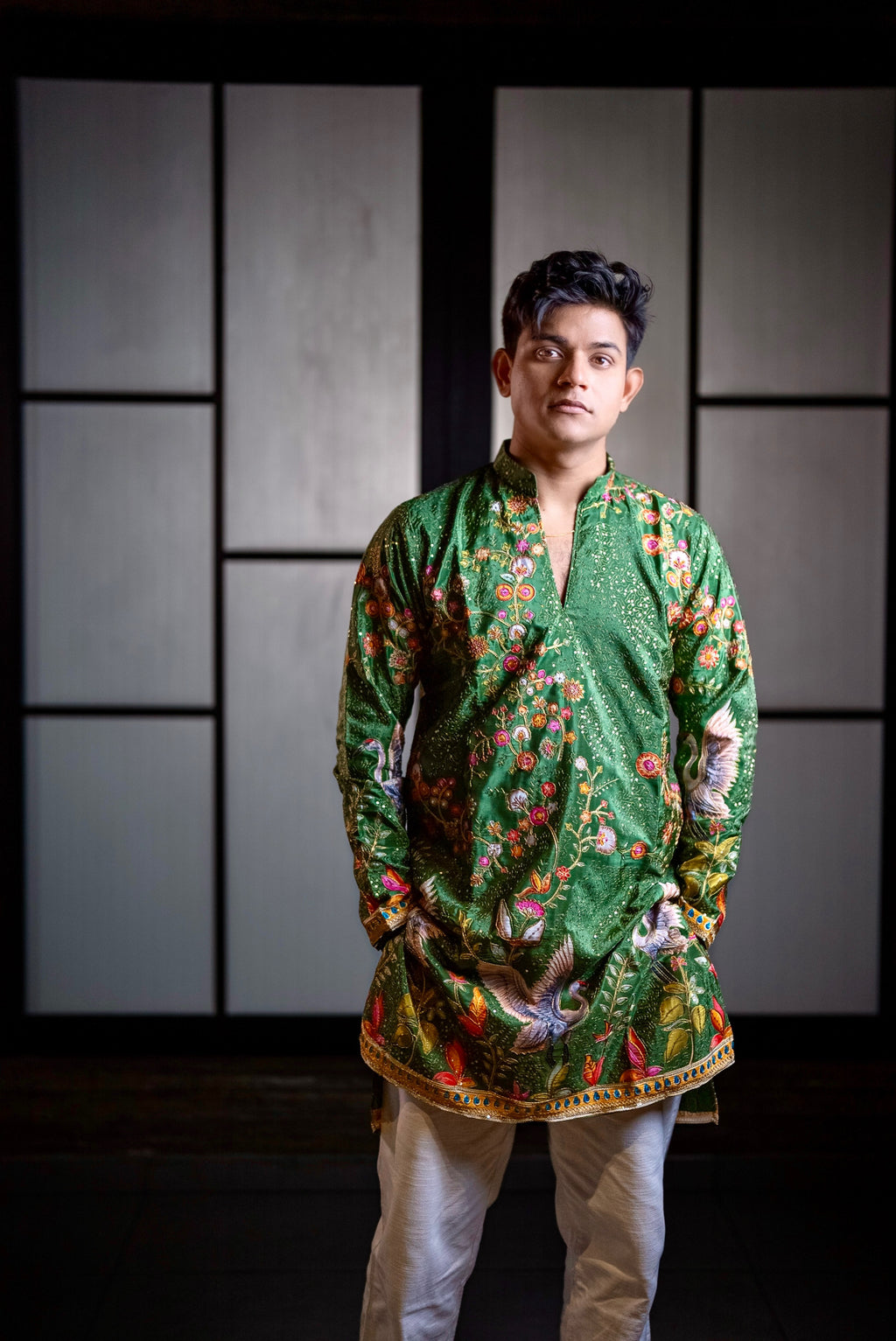 The Jahangir Embroidered Kurta Set (Emerald Paradise)