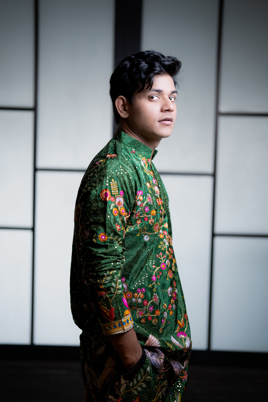 The Jahangir Embroidered Kurta Set (Emerald Paradise)