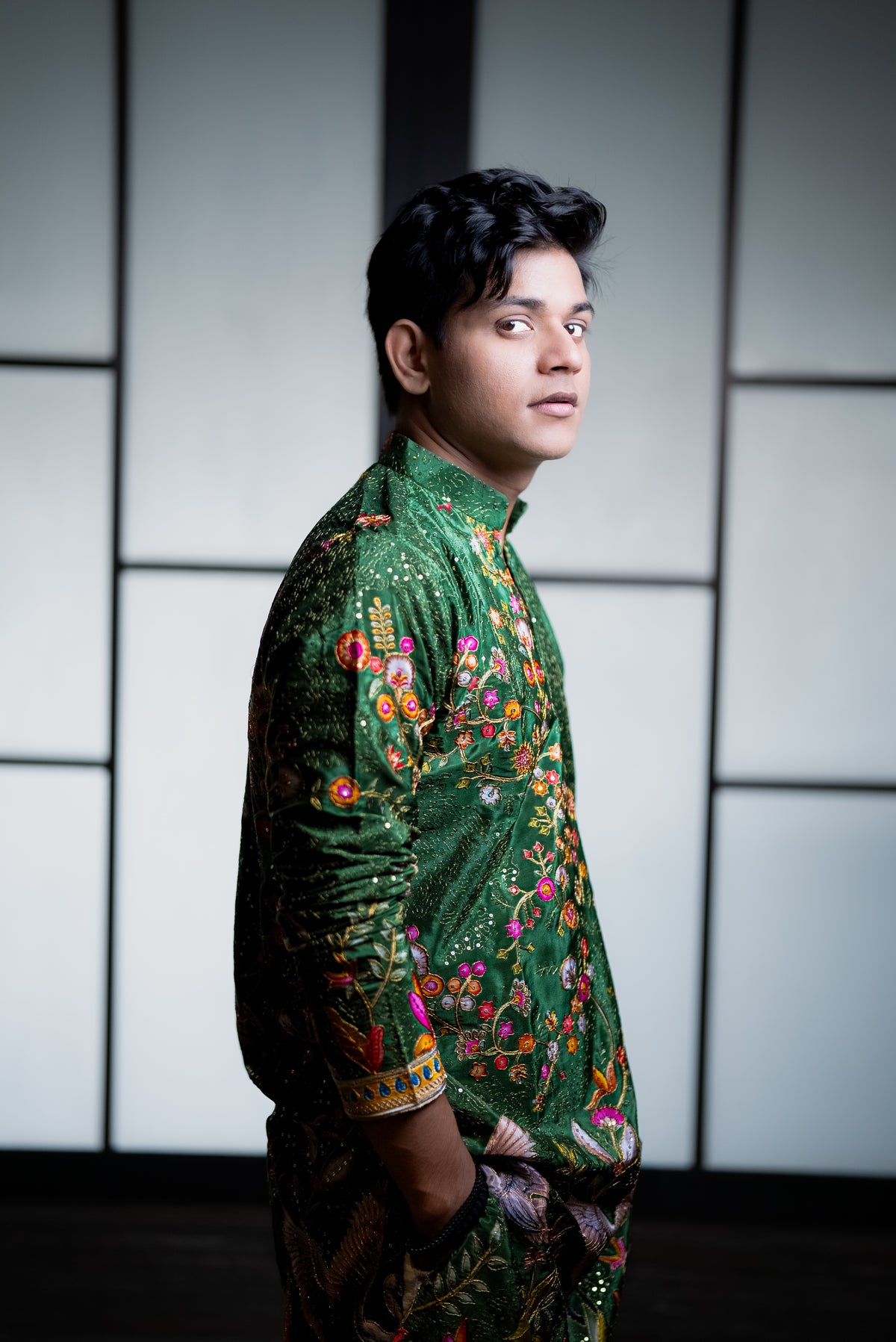 The Jahangir Embroidered Kurta Set (Emerald Paradise)
