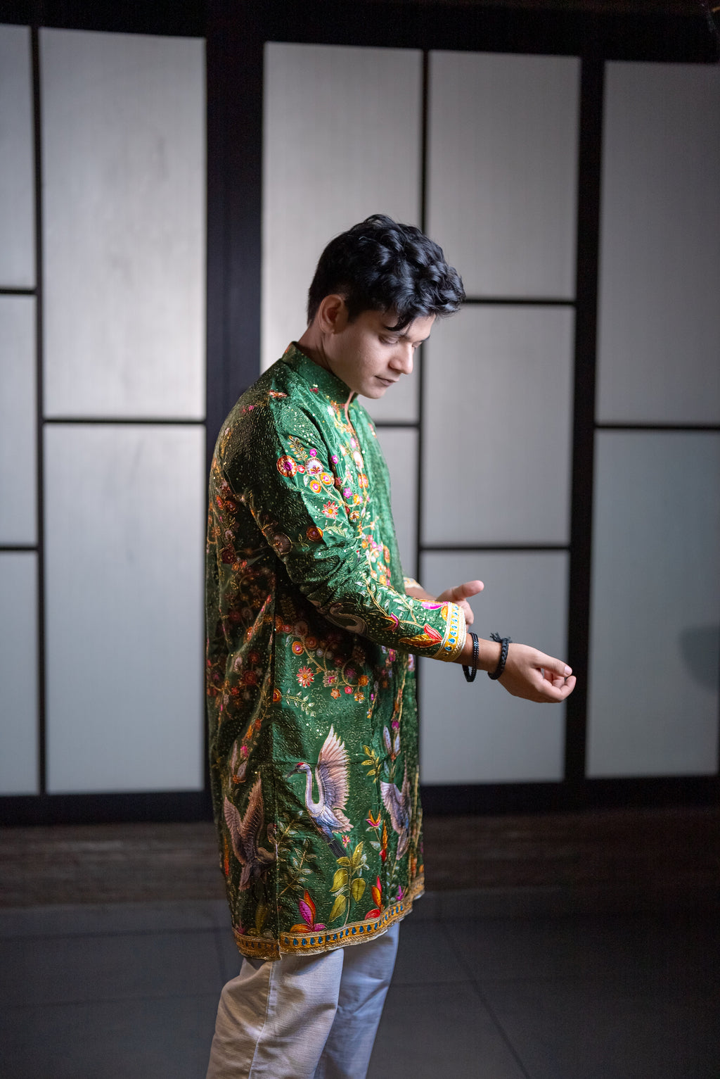 The Jahangir Embroidered Kurta Set (Emerald Paradise)