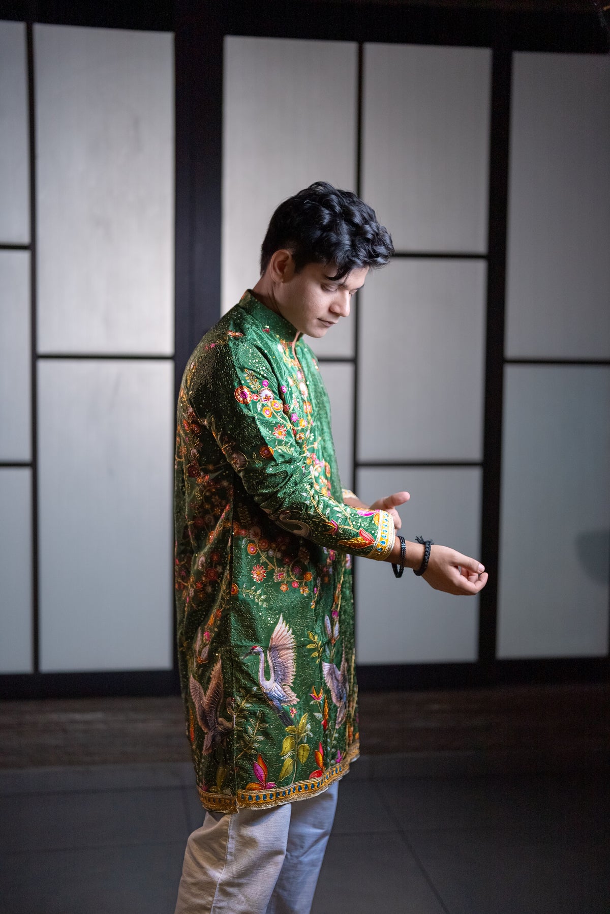The Jahangir Embroidered Kurta Set (Emerald Paradise)