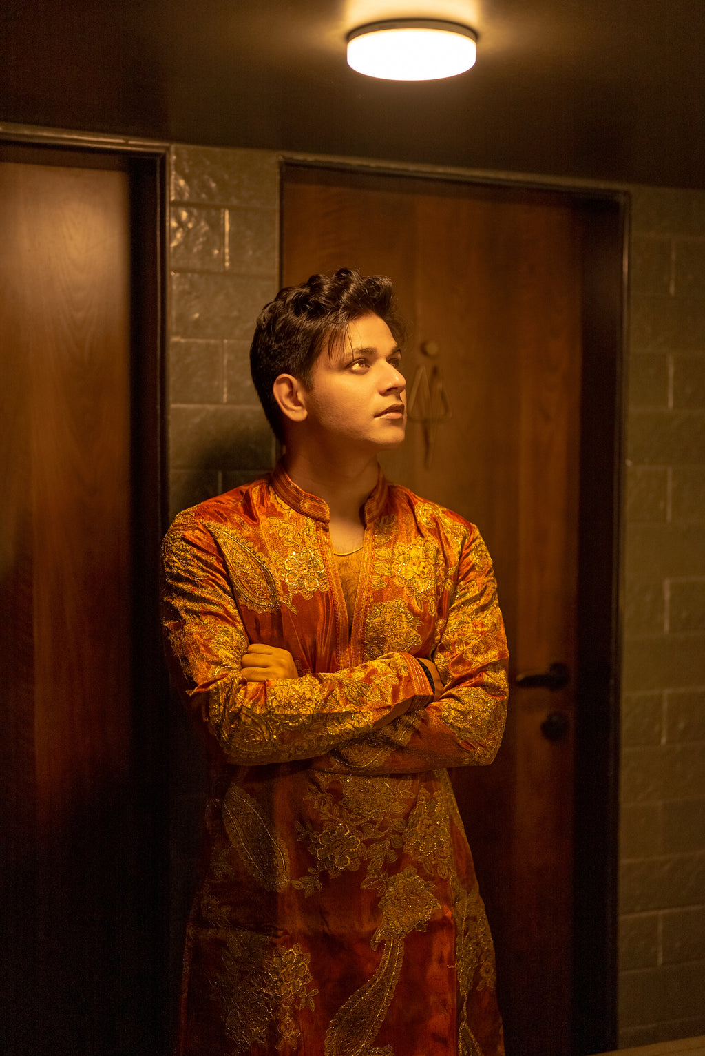 The Shehryar Embroidered Kurta Set (Imperial Rust Gold)