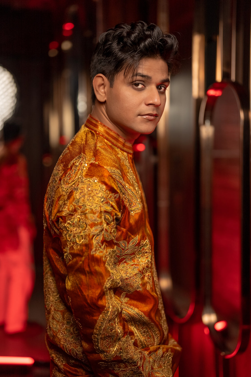 The Shehryar Embroidered Kurta Set (Imperial Rust Gold)