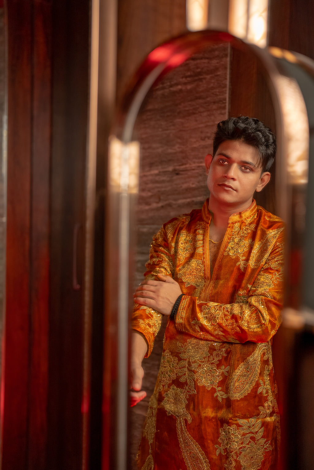 The Shehryar Embroidered Kurta Set (Imperial Rust Gold)