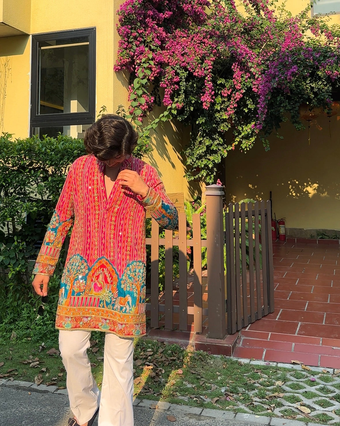 The Darbar Embroidered Kurta (Deep Red)