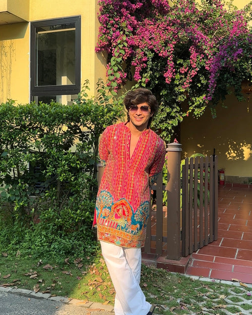 The Darbar Embroidered Kurta (Deep Red)
