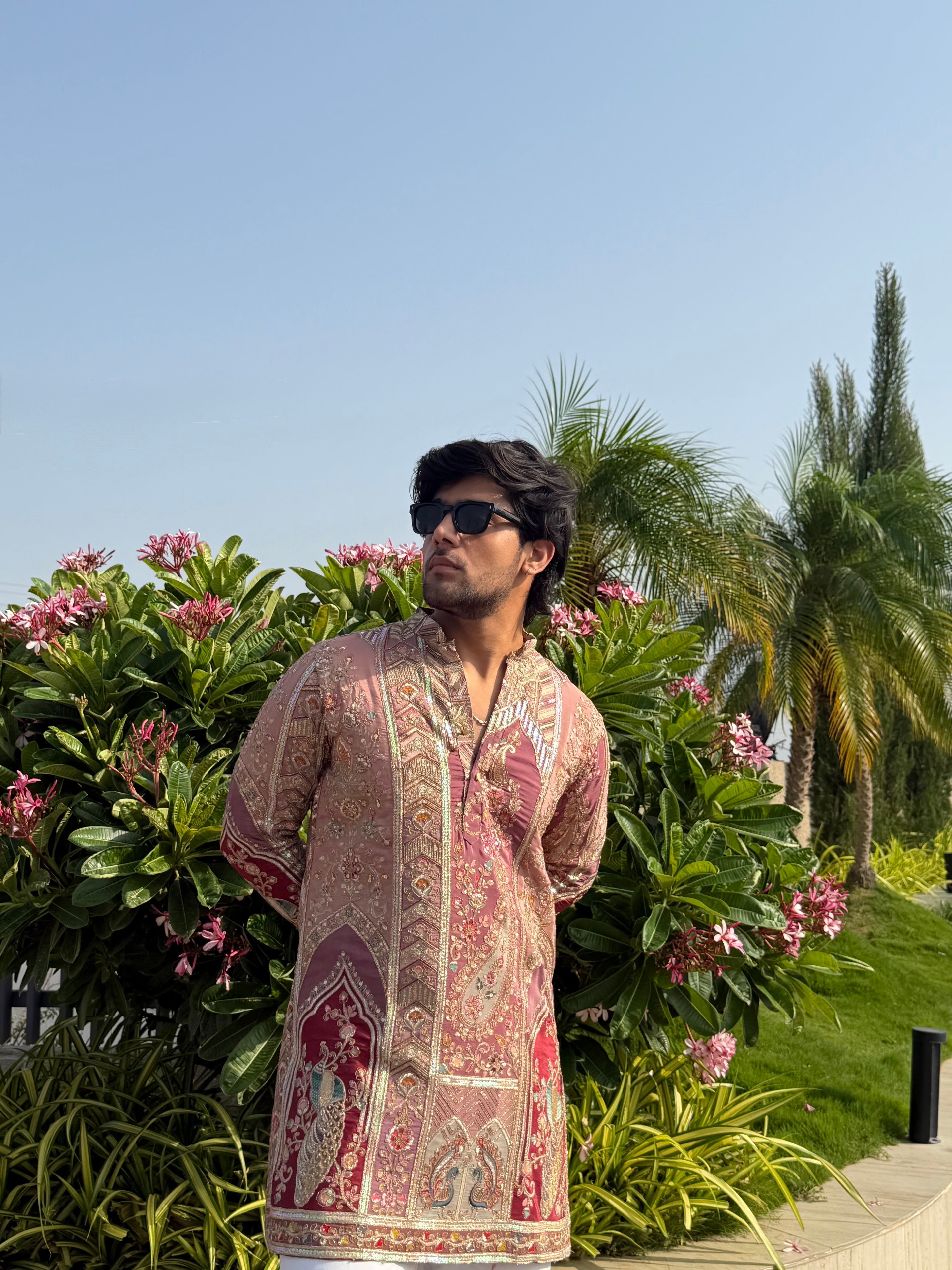 The Saltanat Embroidered Kurta Set (Royal Pink)