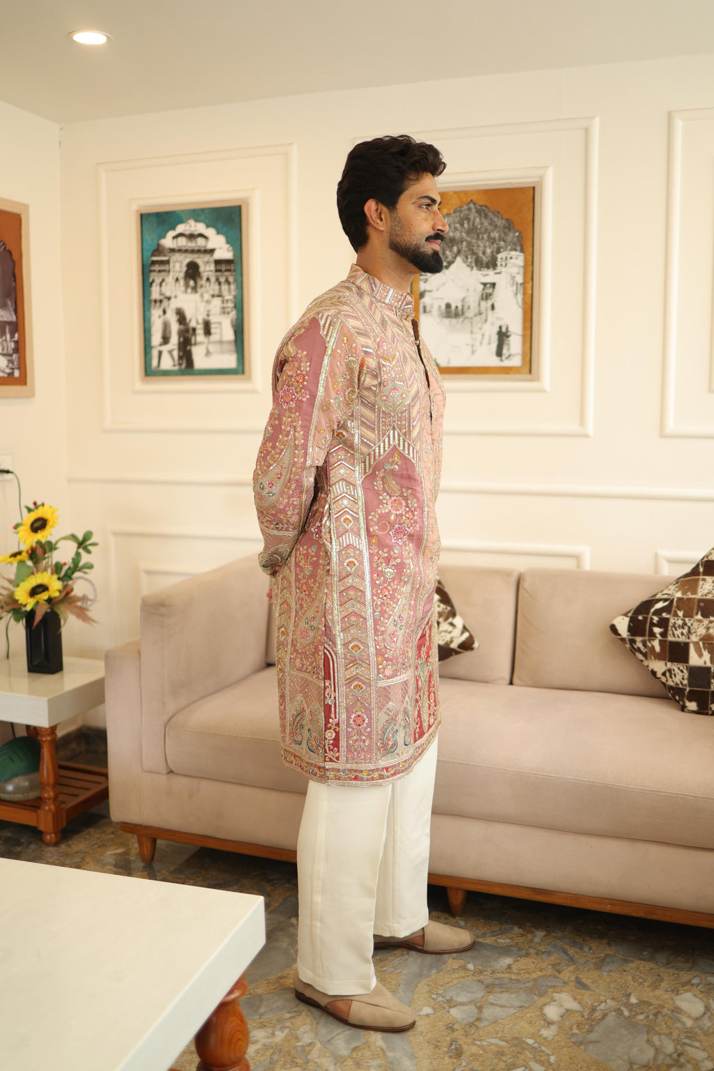 The Saltanat Embroidered Kurta Set (Royal Pink)