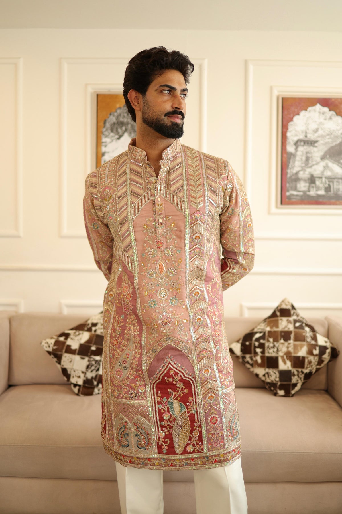 The Saltanat Embroidered Kurta Set (Royal Pink)
