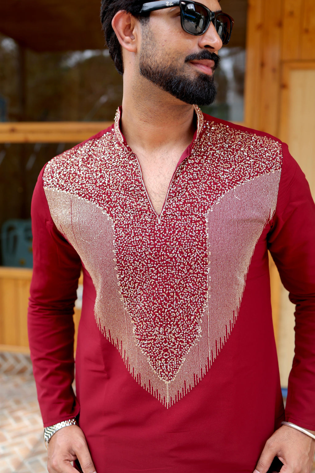 The Jahanpanah Embroidered Kurta Set (Imperial Crimson)