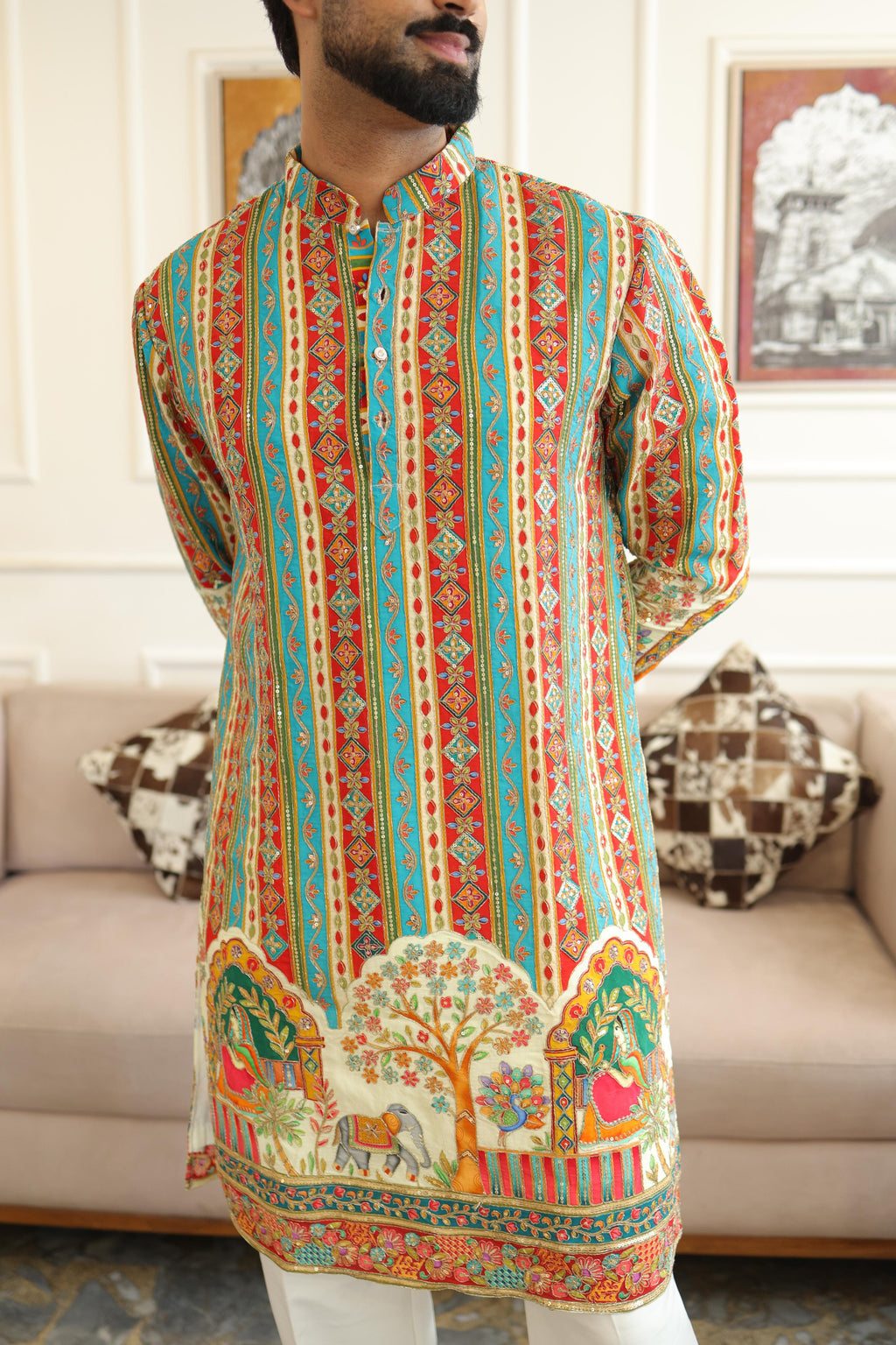 The Saltanat Embroidered Kurta Set (cream)