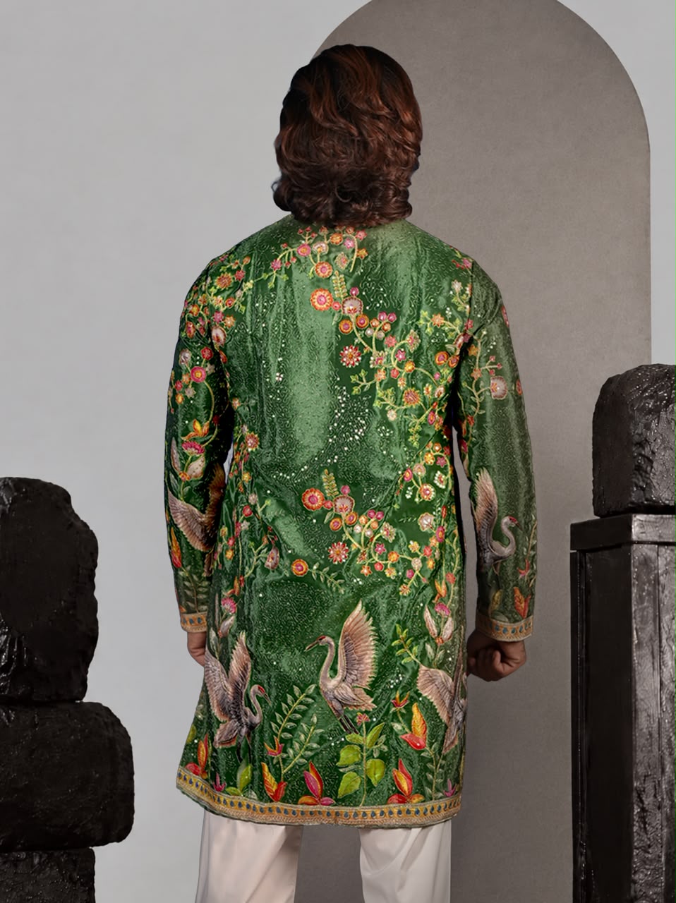 The Jahangir Embroidered Kurta Set (Emerald Paradise)