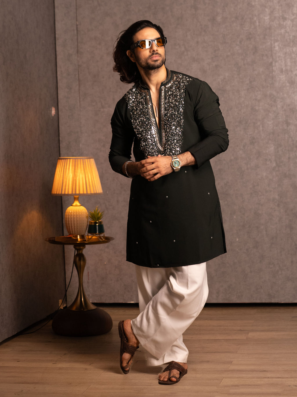 The Feroze Embroidered Kurta Set (Midnight Emerald)