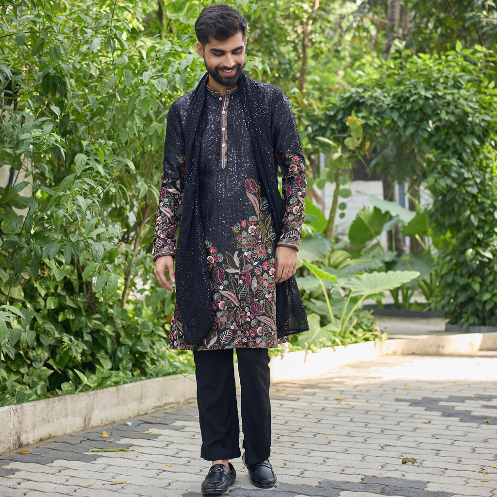 Floral Dynasty floral Embroidery Sequins Kurta Set