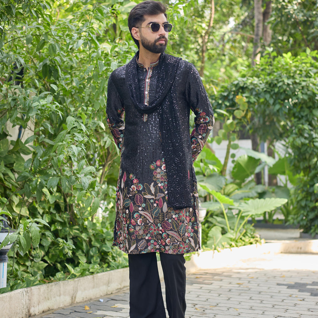 Floral Dynasty floral Embroidery Sequins Kurta Set