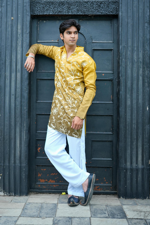 Golden isle V-Neck Short Kurta.