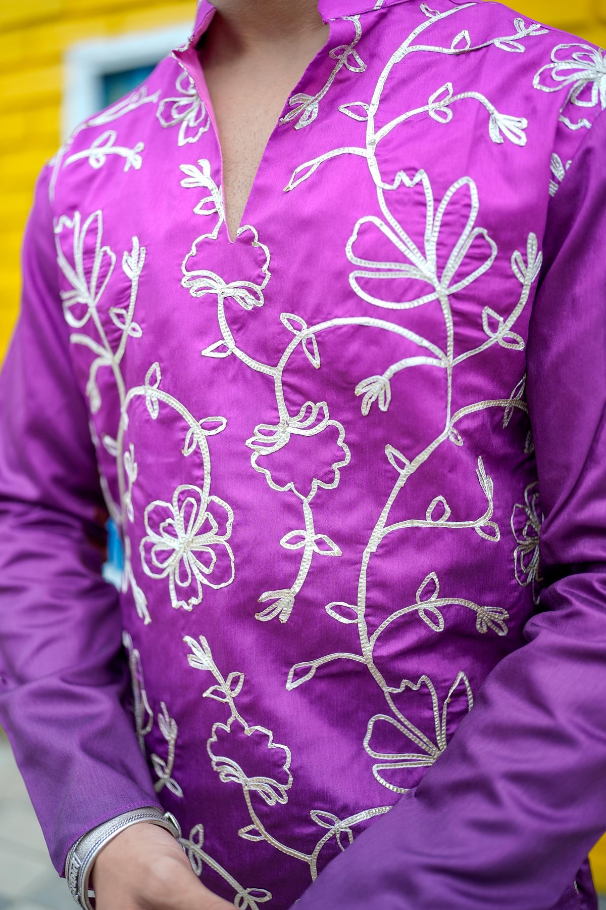 Royal Orchid V-Neck Short Kurta.
