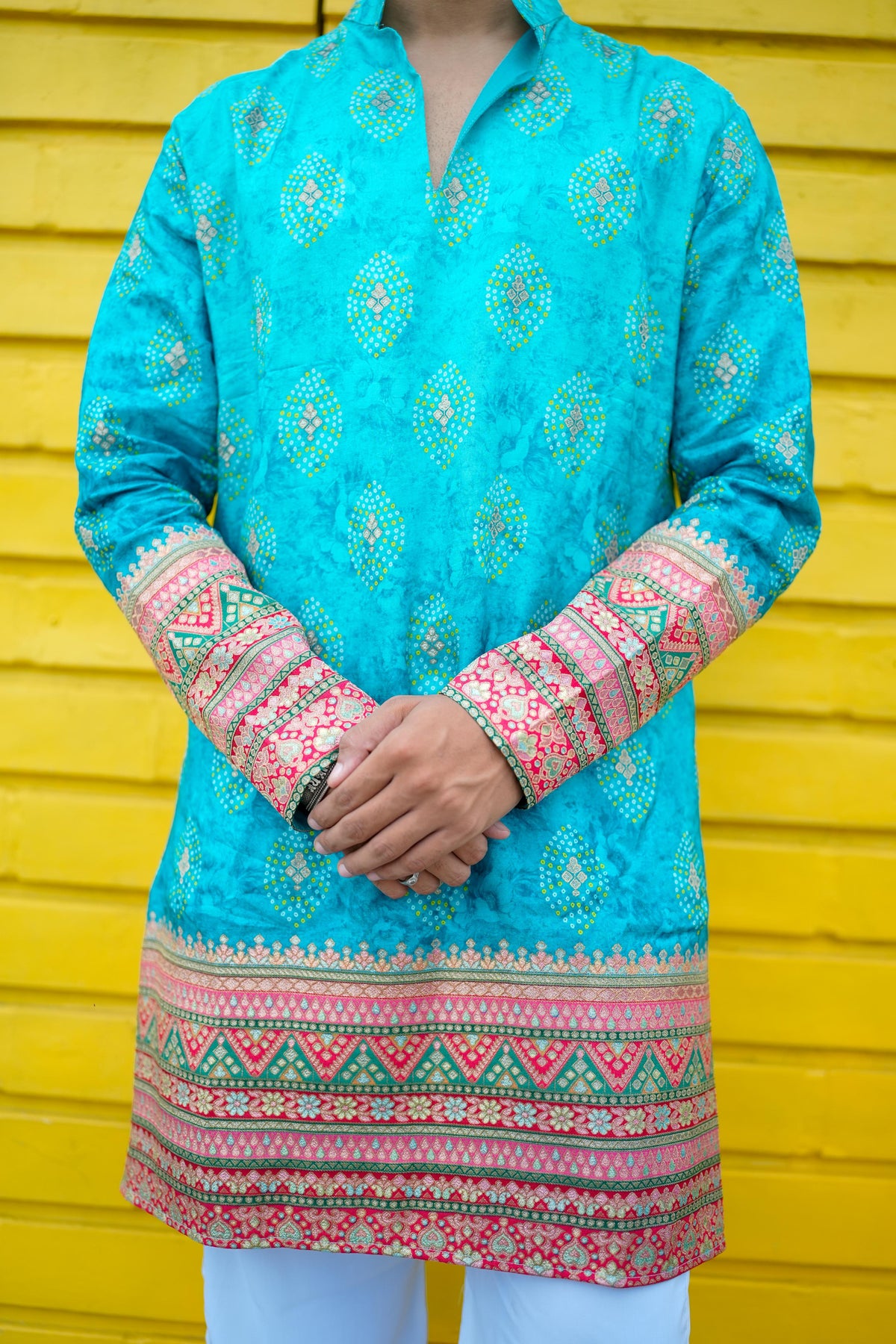 Shahi Firoza V-Neck Short Kurta.
