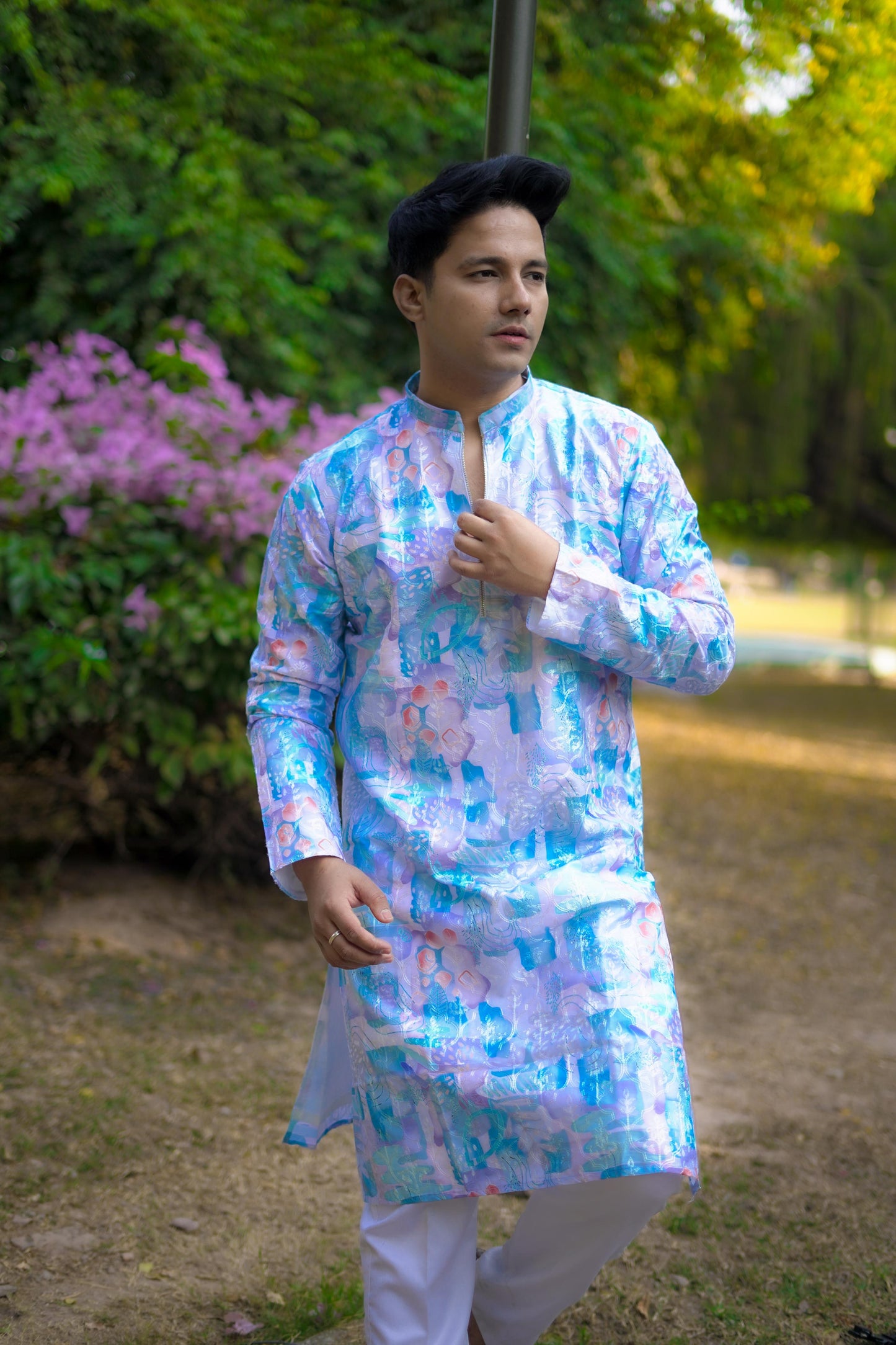 Sky Blue Zipper Kurta Set