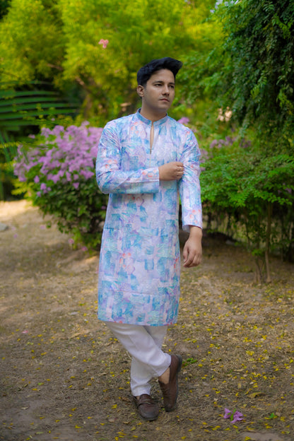 Sky Blue Zipper Kurta Set